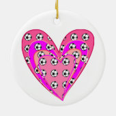 Roze harten en Voetballen patroon Keramisch Ornament (Achterkant)