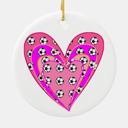 Roze harten en Voetballen patroon Keramisch Ornament (Achterkant)