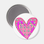 Roze harten en Voetballen patroon Magneet (Voorkant / Achterkant)