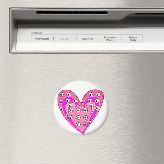 Roze harten en Voetballen patroon Magneet (Insitu (Vaatwasser))