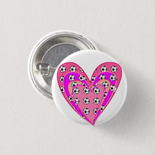 Roze harten en Voetballen patroon Ronde Button 3,2 Cm (Voorkant /achterkant)