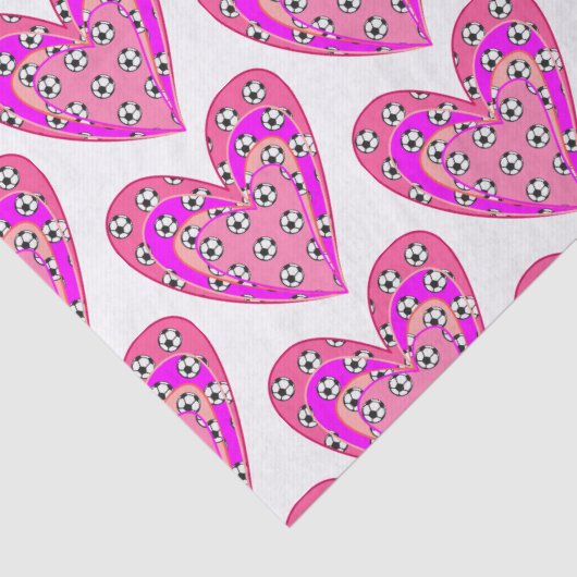 Roze harten en Voetballen patroon Tissuepapier (Detail)