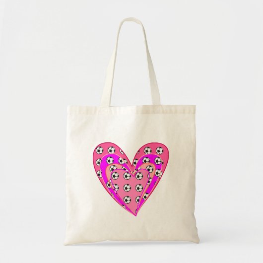 Roze harten en Voetballen patroon Tote Bag (Voorkant)