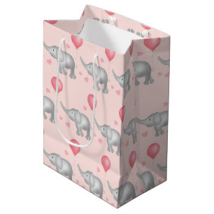 Roze harten en Waterverf Elephant Kinderen Medium Cadeauzakje