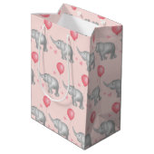 Roze harten en Waterverf Elephant Kinderen Medium Cadeauzakje (Achterkant Gekanteld)