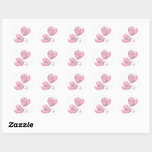 Roze harten en wijnstokken Stickers (Vel)