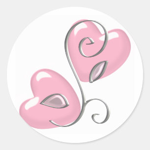 Roze harten en wijnstokken Stickers