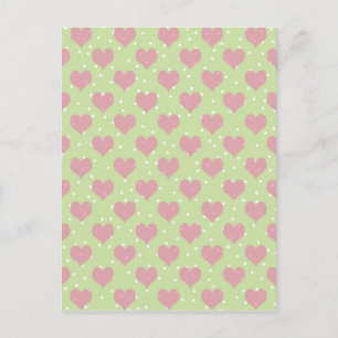 Roze harten en wit poka puntenpatroon briefkaart