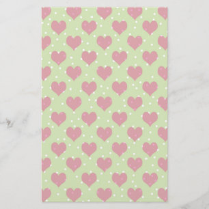 Roze harten en wit poka puntenpatroon briefpapier