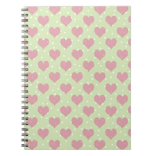 Roze harten en wit poka puntenpatroon notitieboek