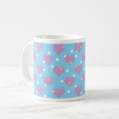 Roze harten en witte polka stippen koffiemok (Voorkant links)