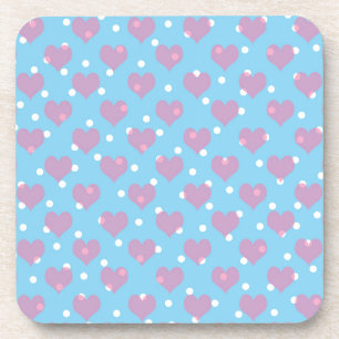 Roze harten en witte polka stippen onderzetter