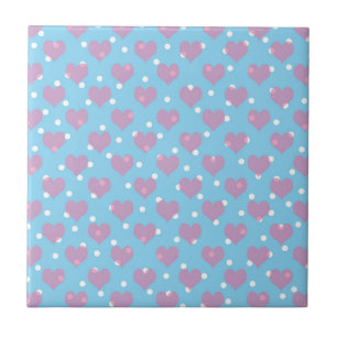 Roze harten en witte polka stippen tegeltje