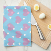 Roze harten en witte polka stippen theedoek (Quarter Fold)