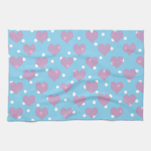 Roze harten en witte polka stippen theedoek