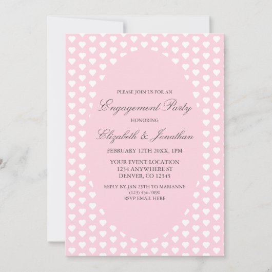 Roze harten Engagement Party Kaart (Voorkant)