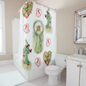 roze harten engel valentijnen douchegordijn (In situ)