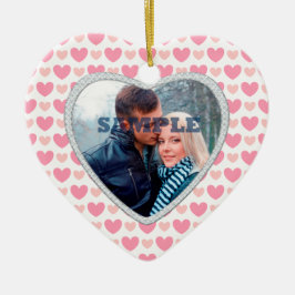 Roze harten Faux Diamond Valentijn Foto sjabloon Keramisch Ornament