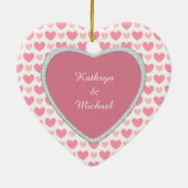 Roze harten Faux Diamond Valentijn Foto sjabloon Keramisch Ornament (Achterkant)