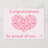 Roze harten | Felicitaties Afstudeerkaart Briefkaart (Voorkant)