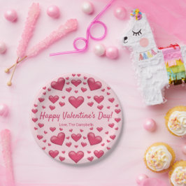Roze harten Fijne Valentijnsdag & aangepaste tekst Papieren Bordje