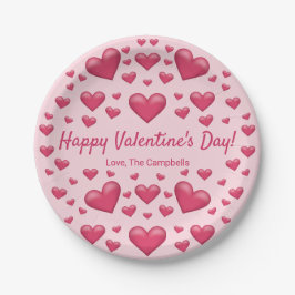 Roze harten Fijne Valentijnsdag & aangepaste tekst Papieren Bordje