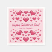 Roze harten Fijne Valentijnsdag & aangepaste tekst Servet (Voorkant)