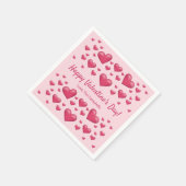Roze harten Fijne Valentijnsdag & aangepaste tekst Servet (Hoek)