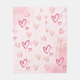 Roze harten fleece deken