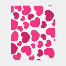 Roze harten fleece deken
