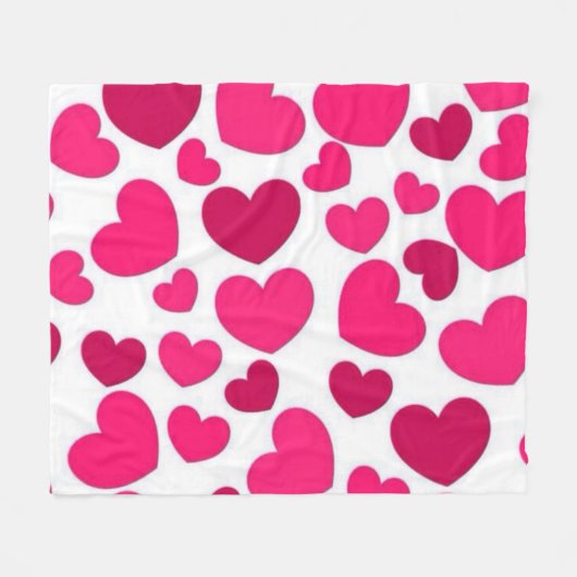 Roze harten fleece deken (Voorkant (Horizontaal))