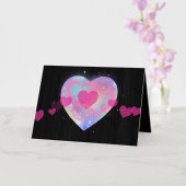 Roze harten folie wenskaart (Orchidee)