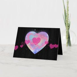 Roze harten folie wenskaart