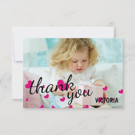 Roze Harten Foto - 3x5 Bedankkaart (Voorkant)