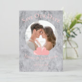 Roze Harten Foto Save The Date (Staand voorkant)