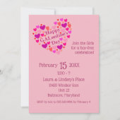 Roze harten Galentijn's Day Party Uitnodiging (Voorkant)