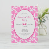 Roze Harten Galentine's Day-feest Kaart (Staand voorkant)