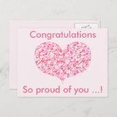 Roze harten | Gefeliciteerd Afstuderen Briefkaart (Voorkant / Achterkant)