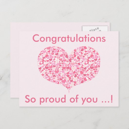 Roze harten | Gefeliciteerd Afstuderen Briefkaart (Voorkant / Achterkant)