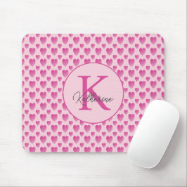 Roze harten gepersonaliseerd monogram muismat
