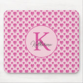Roze harten gepersonaliseerd monogram muismat (Voorkant)