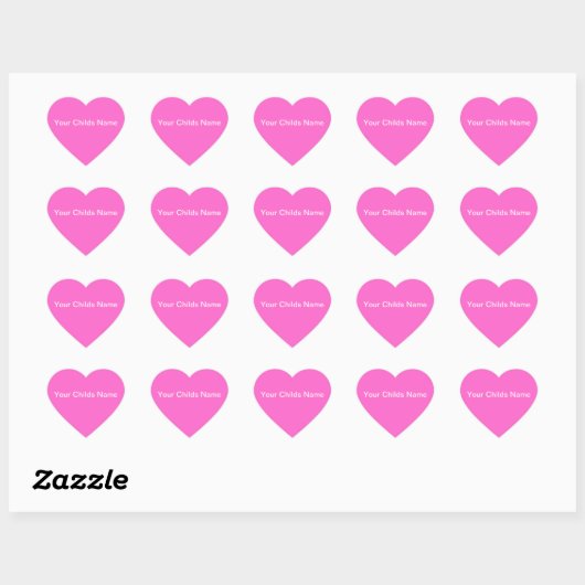 Roze Harten Gepersonaliseerd Naam Stickers (Vel)