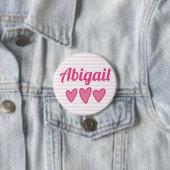 Roze harten gepersonaliseerd ronde button 7,6 cm (In situ)