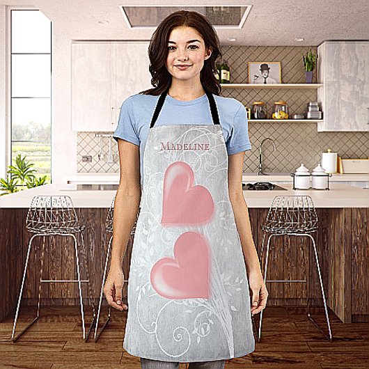 Roze harten Gepersonaliseerd Schort