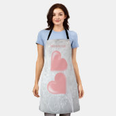 Roze harten Gepersonaliseerd Schort (Gedragen)