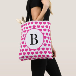 Roze harten gepersonaliseerd tote bag