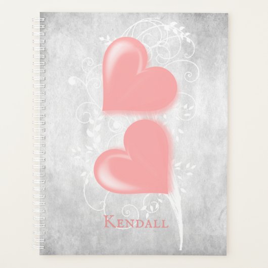 Roze harten Gepersonaliseerde Planner (Voorkant)