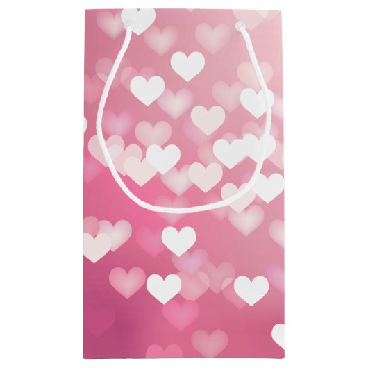 Roze harten Gift Bag - Glossy Klein Cadeauzakje (Achterkant)