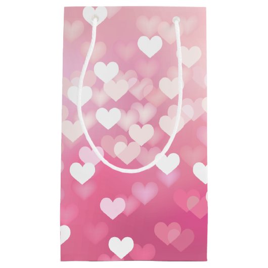 Roze harten Gift Bag - Glossy Klein Cadeauzakje (Voorkant)