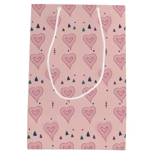 Roze harten Gift Bag Medium Cadeauzakje (Achterkant)